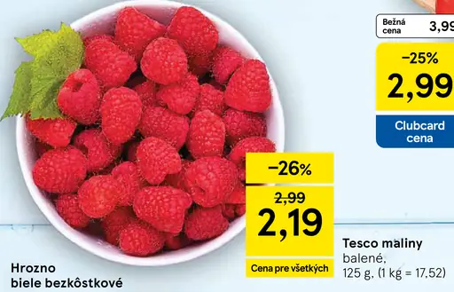 Tesco maliny balené