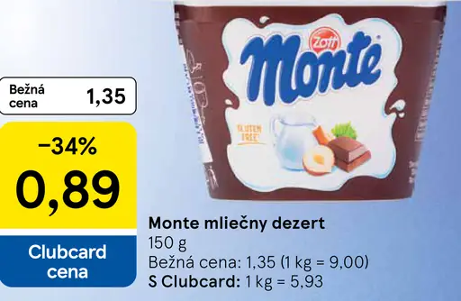 Monte mliečny dezert