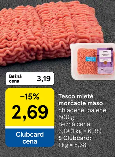 Tesco mleté morčacie mäso chladené, balené