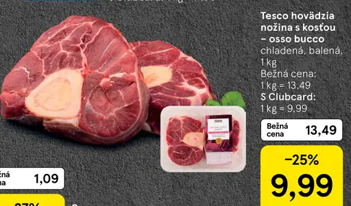Tesco hovädzia nožina s kosťou osso bucco chladená balená
