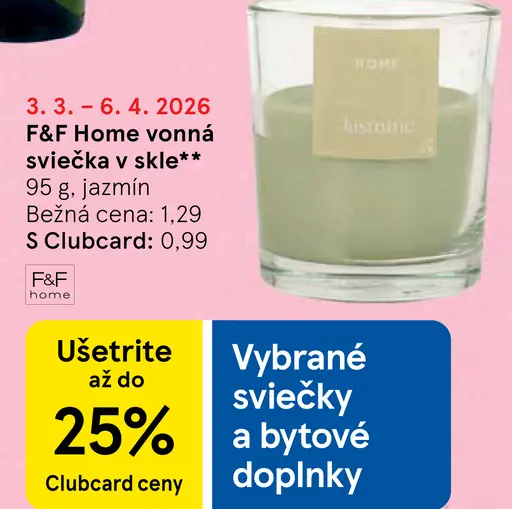 F&F Home vonná sviečka v skle s viečkom