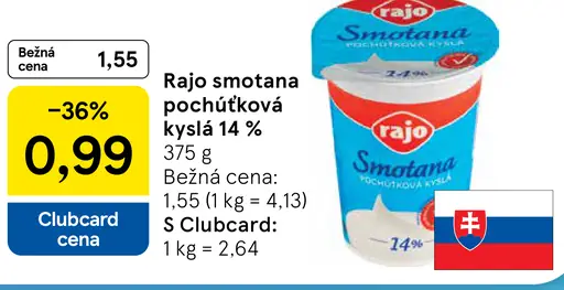 Rajo Smotana pochúťková kyslá 14%
