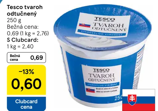 Tesco tvaroh odtučnený
