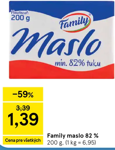 Family maslo 82 % tuku
