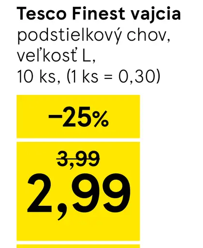 Tesco Finest vajcia z podstielkového chovu veľkosť L