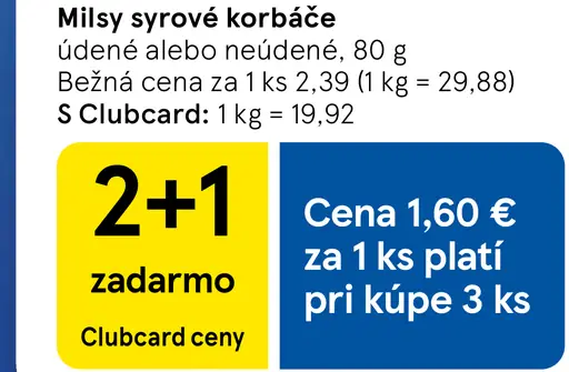 Milsy syrové korbáče údené alebo neúdené