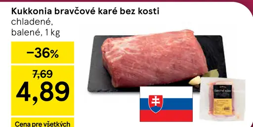 Kukkonia bravčové karé bez kosti chladené balené