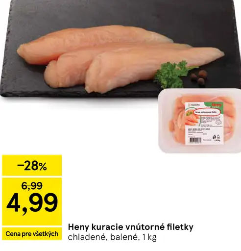 Heny kuracie vnútorné filety chladené balené