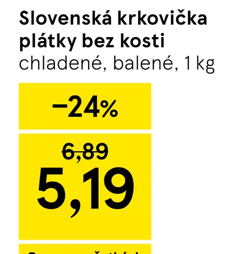 Slovenská krkovička plátky bez kosti chladené balené