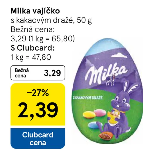 Milka vajíčko s kakaovým dražé