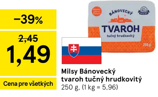 Milsy Bánovecký tvaroh tučný hrudkovitý