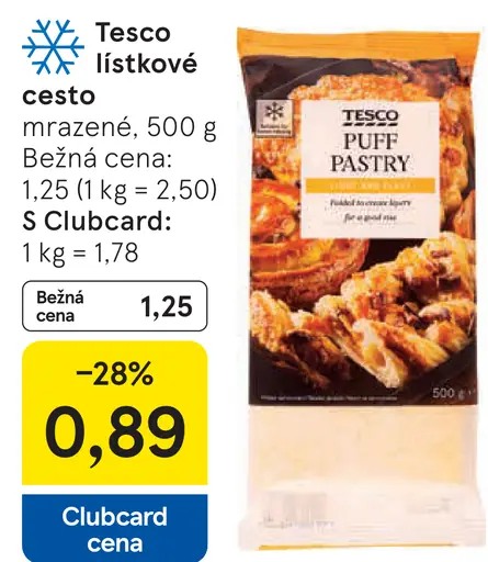 Tesco lístkové cesto mrazené