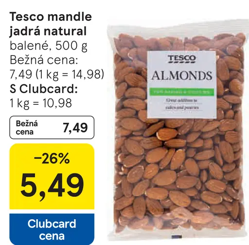 Tesco mandle jadrá natural