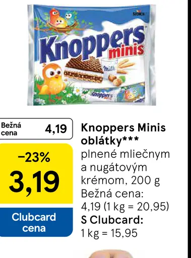 Knoppers Minis oblátky plnené mliečnym a nugátovým krémom