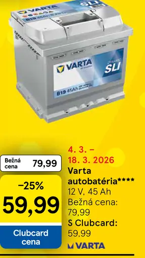 Varta autobatéria 12 V, 45 Ah
