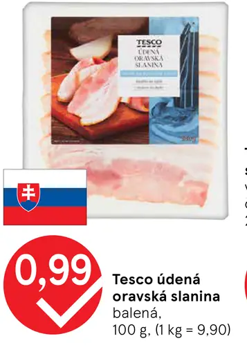 Tesco údená oravská slanina balená