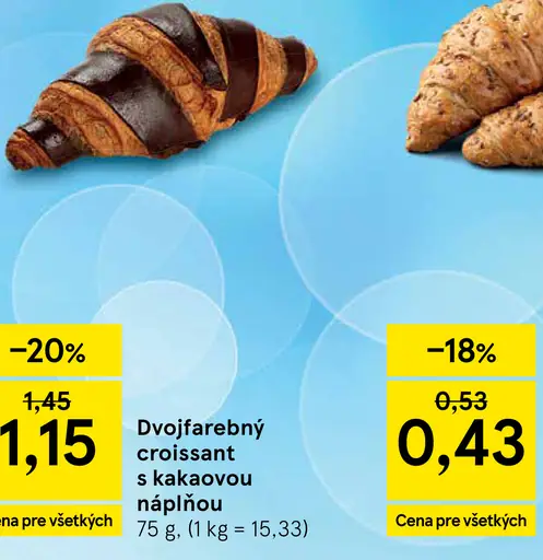 Brioškový croissant s kakaovou náplňou