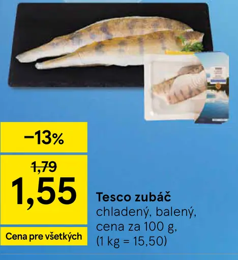 Tesco zubáč chladený balený