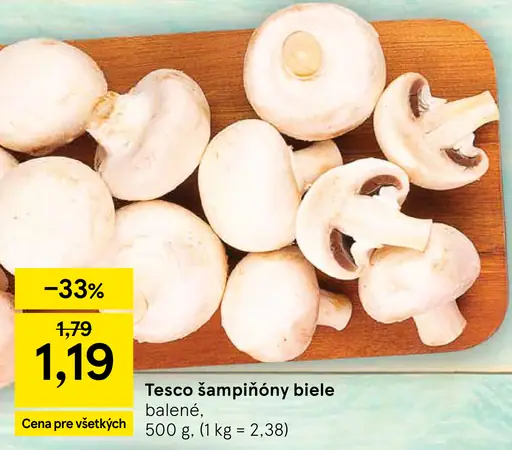 Tesco šampiňóny biele