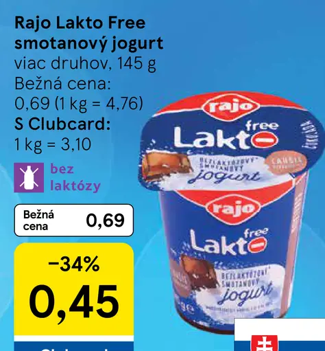 Rajo Lakto Free Smotanový jogurt čučoriedka