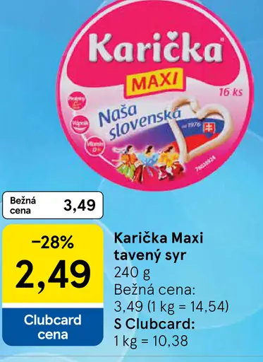 Karička Maxi tavený syr Naša slovenská