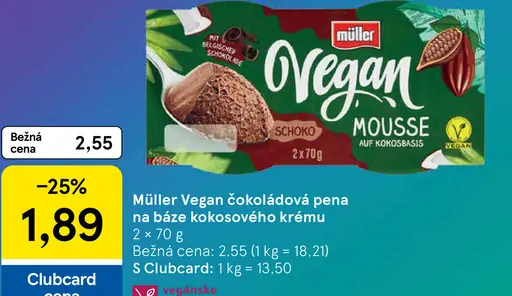 Müller Vegan čokoládová pena na báze kokosového krému (2 x 70 g)