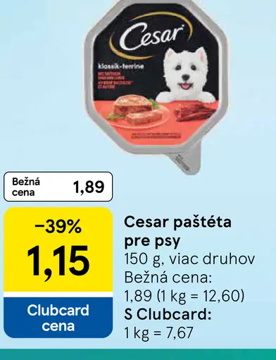Cesar paštéta pre psy