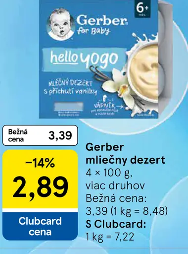 Gerber mliečny dezert