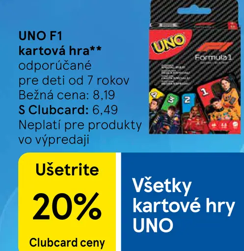 UNO F1 kartová hra
