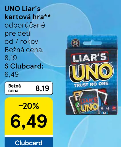 UNO Liarʼs kartová hra