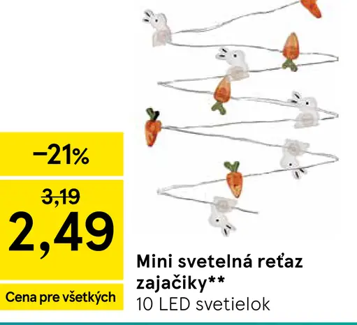 Mini svetelná reťaz zajačiky