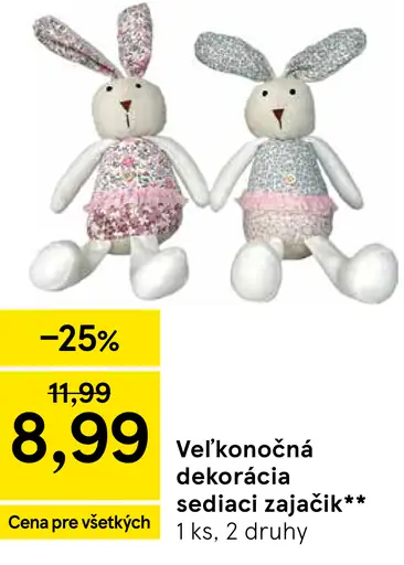 Veľkonočná dekorácia sediaci zajačik