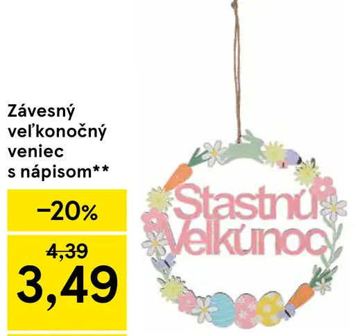 Závesný veľkonočný veniec s nápisom