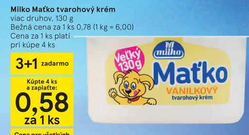 Milko Maťko vanilkový tvarohový krém