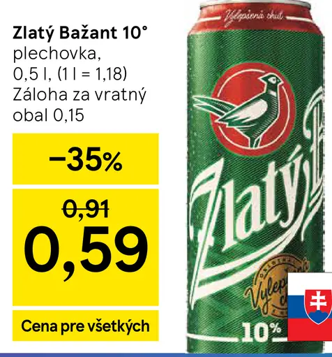Zlatý Bažant 10° plechovka