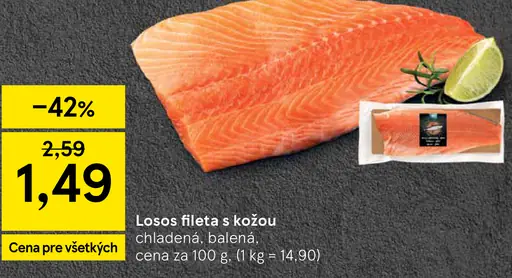 Losos fileta s kožou vákuovo balená