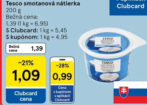 Tesco smotanová nátierka