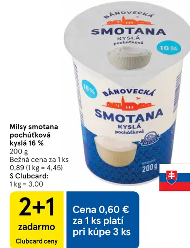 Milsy Smotana pochúťková kyslá 16%