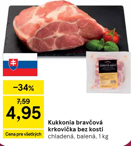 Kukkonia bravčová krkovička bez kosti chladená balená
