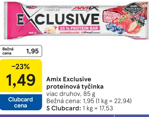 Amix Exclusive proteínová tyčinka viac druhov