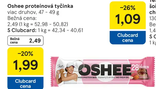 Oshee proteínová tyčinka viac druhov
