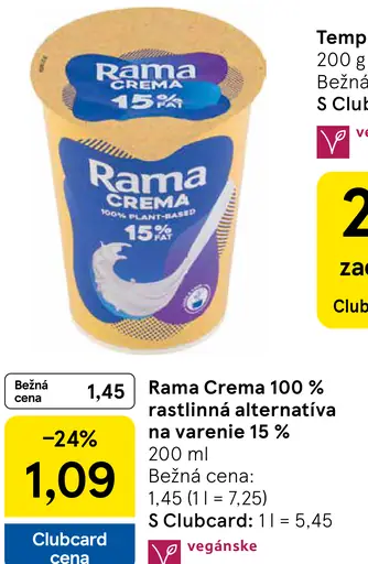 Rama Crema 100 % rastlinná alternatíva na varenie 15 %