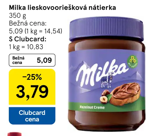 Milka lieskoo­riešková nátierka