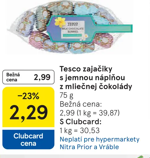 Tesco zajačiky z mliečnej čokolády
