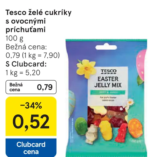 Tesco kyslé želé cukríky s ovocnými príchuťami
