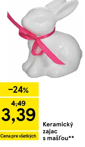 Keramický zajačik s mašľou