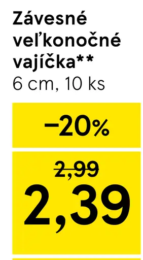 Závesné veľkonočné plastové vajíčka 4 × 6 cm, 10 ks