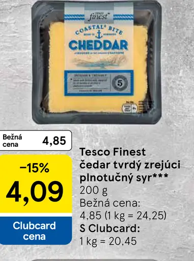 Tesco Finest čedar tvrdý zrejúci plnotučný syr