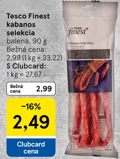 Tesco Finest kabanos selekcia