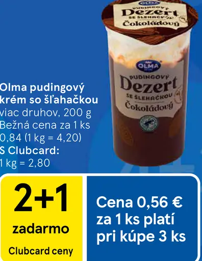 Olma pudingový krém so šľahačkou čokoládový viac druhov